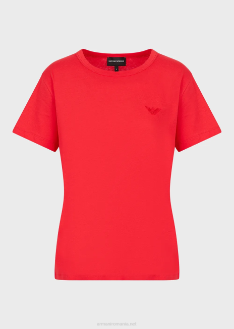 femei R802G447 tricou din jerseu cu broderie iepure supradimensionata Armani roșu