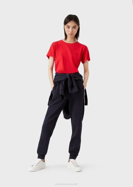 femei R802G447 tricou din jerseu cu broderie iepure supradimensionata Armani roșu