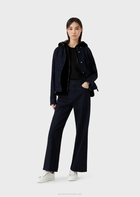 femei R802G448 tricou din jerseu stretch cu broderie Armani negru