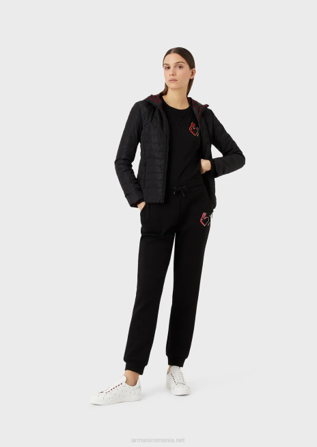 femei R802G451 pulover din jerseu elastic cu inscripții și broderie Armani negru