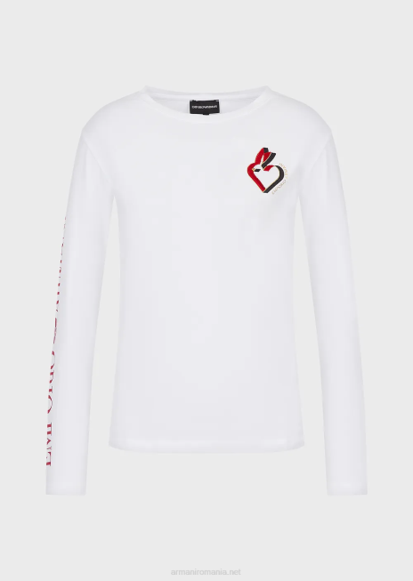 femei R802G452 pulover din jerseu elastic cu inscripții și broderie Armani alb