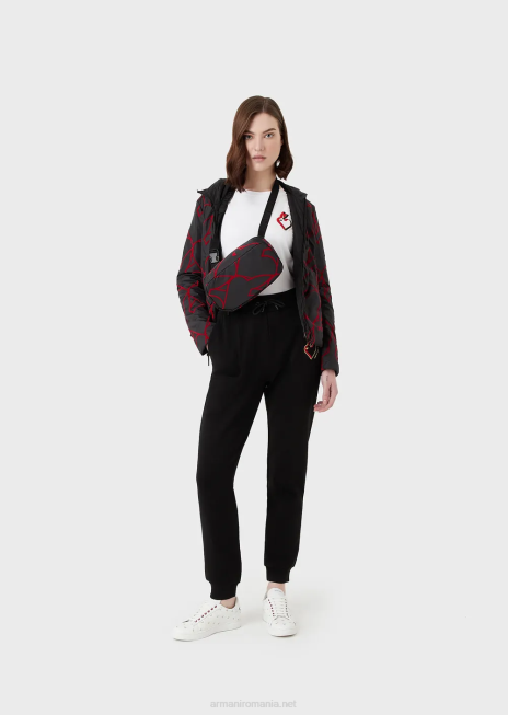 femei R802G452 pulover din jerseu elastic cu inscripții și broderie Armani alb