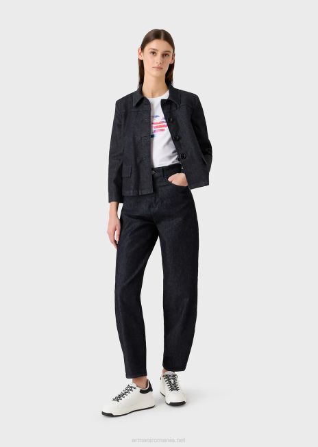 femei R802G458 tricou din jerseu stretch cu model de vultur supradimensionat Armani alb