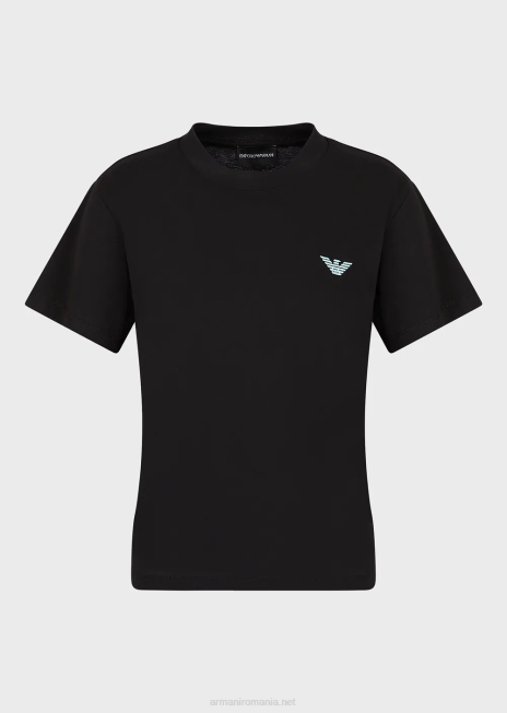 femei R802G464 Tricou din jerse elastic organic cu plasture e oversize și imprimeu Armani negru