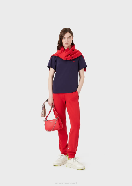 femei R802G466 Tricou din jerse elastic organic cu plasture e oversize și imprimeu Armani Violet