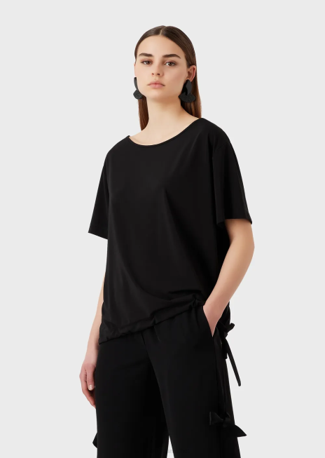 femei R802G468 Pulover din jerseu elastic din crep cu mâneci raglan Armani negru