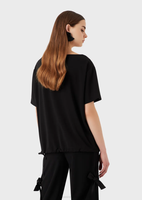 femei R802G468 Pulover din jerseu elastic din crep cu mâneci raglan Armani negru