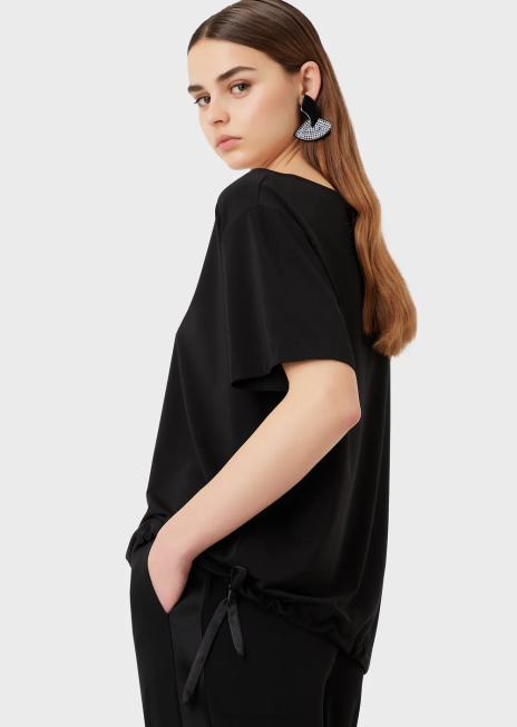 femei R802G468 Pulover din jerseu elastic din crep cu mâneci raglan Armani negru