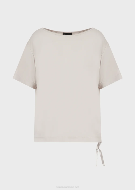 femei R802G469 Pulover din jerseu elastic din crep cu mâneci raglan Armani gri porumbel