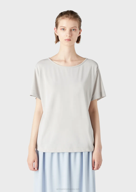 femei R802G469 Pulover din jerseu elastic din crep cu mâneci raglan Armani gri porumbel