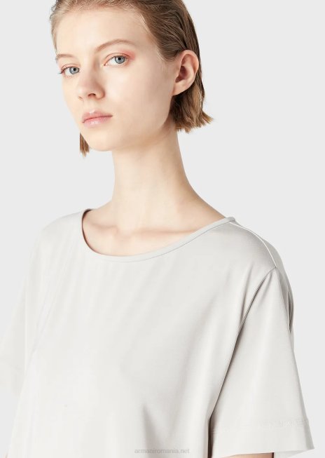 femei R802G469 Pulover din jerseu elastic din crep cu mâneci raglan Armani gri porumbel