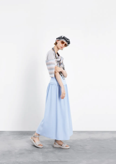 femei R802G469 Pulover din jerseu elastic din crep cu mâneci raglan Armani gri porumbel