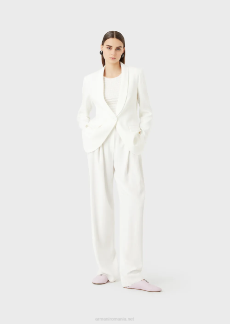 femei R802G474 pulover cu mânecă scurtă din jerseu organic jacquard în relief Armani