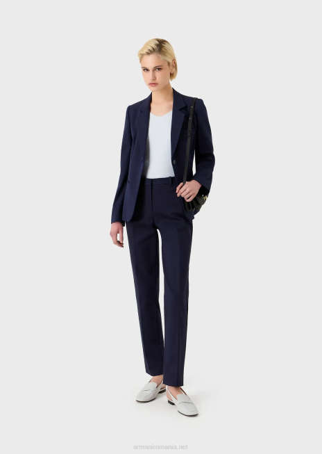 femei R802G477 Pulover cu decolteu în V din nailon jacquard elastic Armani alb