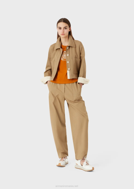 femei R802G482 tricou din jerseu american organic cu imprimeu de colecție sustenabilă Armani portocale