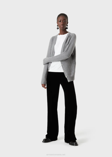 femei R802G488 tricou cu gât roșu din jerseu pima Armani alb