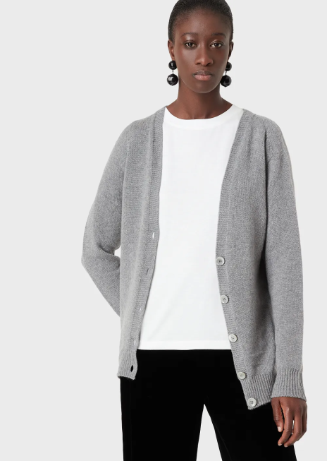 femei R802G488 tricou cu gât roșu din jerseu pima Armani alb