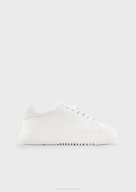 femei R802G552 adidași din piele cu spate din cauciuc Armani alb