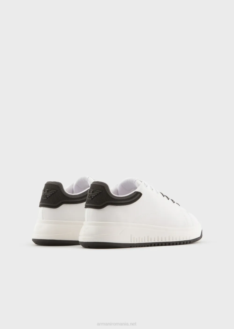 femei R802G553 adidași din piele cu spate din cauciuc Armani bianco e nero