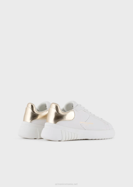 femei R802G557 adidasi din piele cu spate laminat Armani logo alb