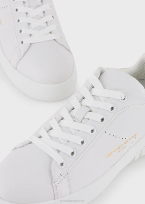 femei R802G557 adidasi din piele cu spate laminat Armani logo alb