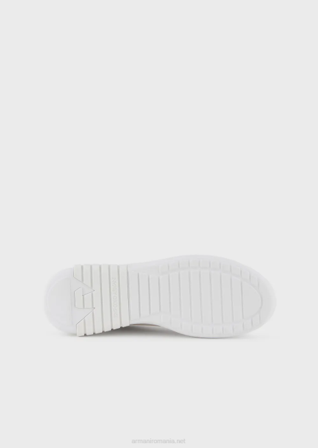 femei R802G557 adidasi din piele cu spate laminat Armani logo alb