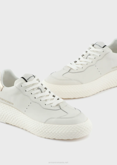 femei R802G559 pantofi sport grosi din piele cu spate auriu Armani model