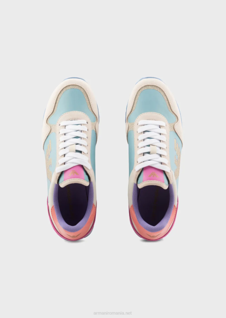 femei R802G563 adidasi din piele intoarsa si nailon cu vultur supradimensionat Armani multicolor