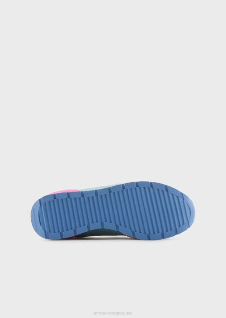 femei R802G563 adidasi din piele intoarsa si nailon cu vultur supradimensionat Armani multicolor