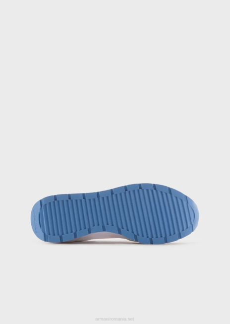 femei R802G565 adidasi din piele intoarsa si nailon cu vultur supradimensionat Armani alb