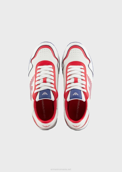 femei R802G566 adidasi din piele cu vultur contrastant Armani multicolor