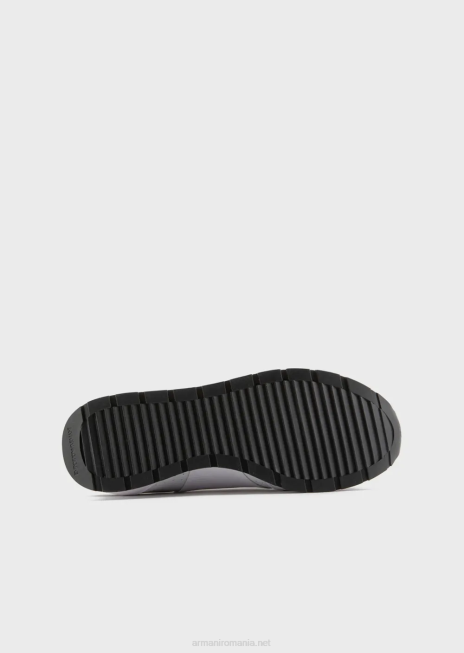 femei R802G567 adidasi din piele cu vultur contrastant Armani bianco e nero