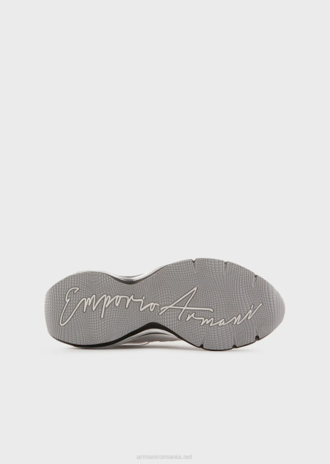 femei R802G572 adidasi din piele cu detalii sifonate Armani alb