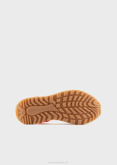 femei R802G574 adidași perforați din piele reciclată de colecție sustenabilă Armani