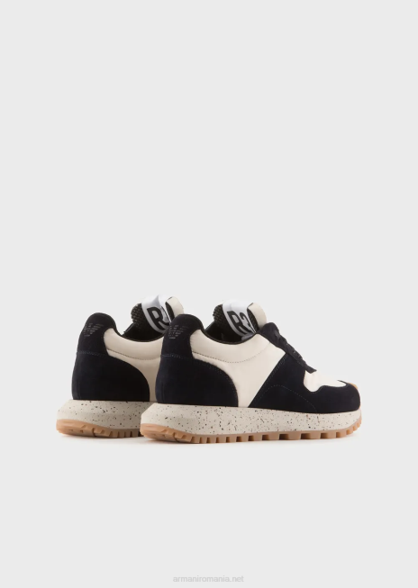 femei R802G576 colecție sustenabilă crust piele și adidași eco-nylon Armani albastru marin