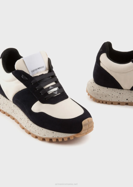 femei R802G576 colecție sustenabilă crust piele și adidași eco-nylon Armani albastru marin