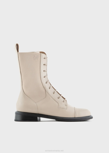 femei R802G491 botine din piele cu siret cu insertii elastice Armani bej