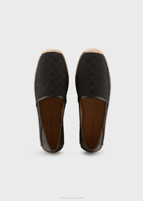 bărbați R802G1850 espadrile din material textil cu vultur jacquard Armani negru