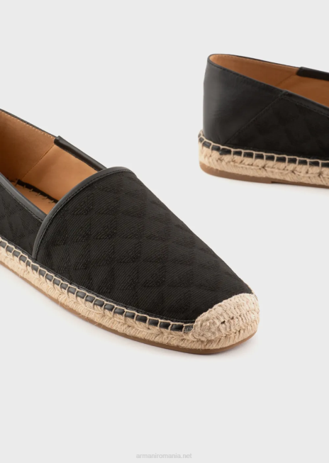 bărbați R802G1850 espadrile din material textil cu vultur jacquard Armani negru