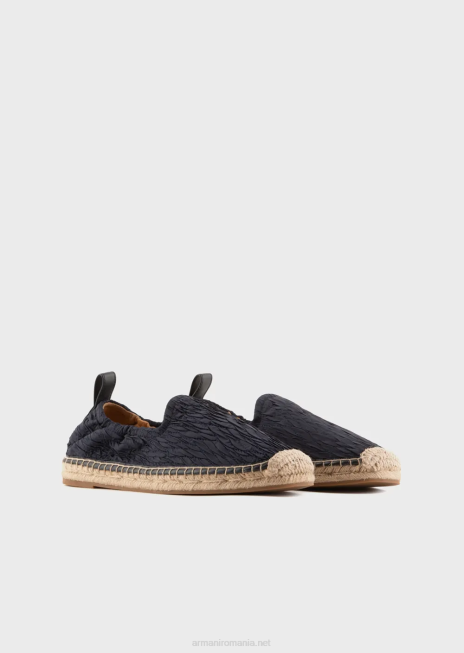 bărbați R802G1851 espadrile din nailon plisate Armani albastru marin