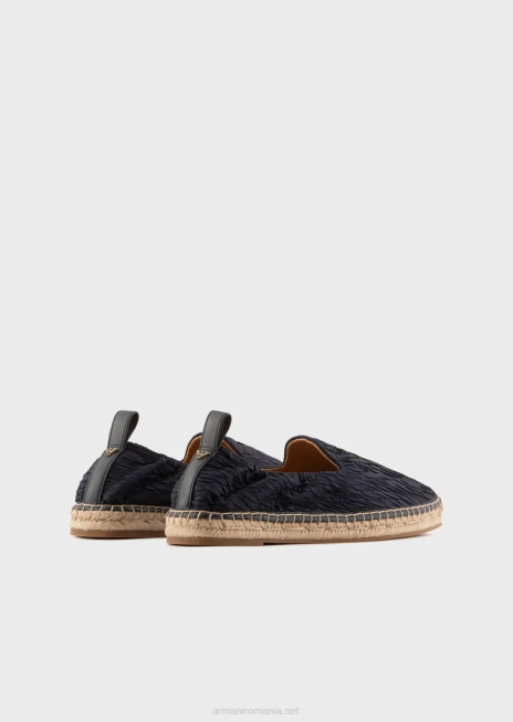 bărbați R802G1851 espadrile din nailon plisate Armani albastru marin