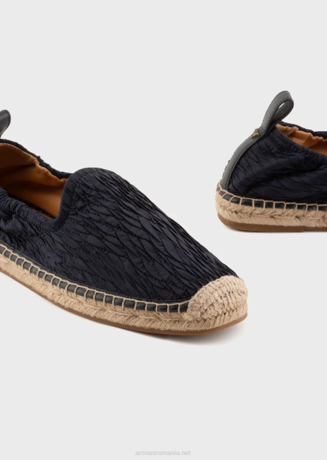 bărbați R802G1851 espadrile din nailon plisate Armani albastru marin