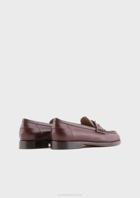 femei R802G504 mocasini din piele lustruita cu etrier Armani maro