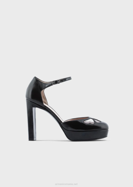 femei R802G505 pantofi de curte cu platformă din piele lacuită Armani alb