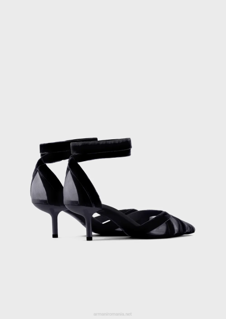 femei R802G507 pantofi de curte din catifea și satin d\'orsay Armani negru