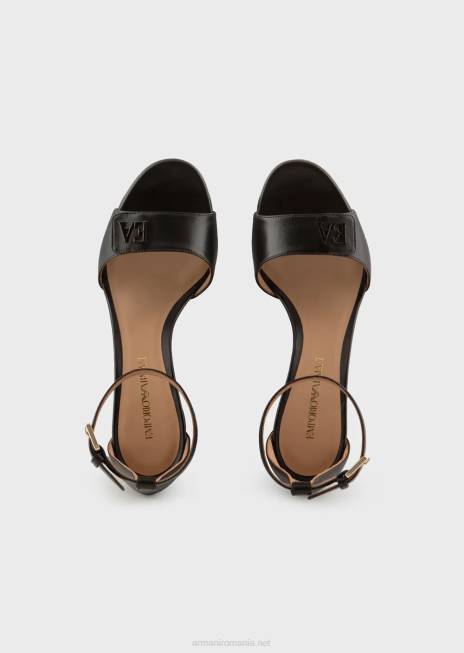 femei R802G512 Sandale cu toc din piele nappa, cu sigla ea Armani negru