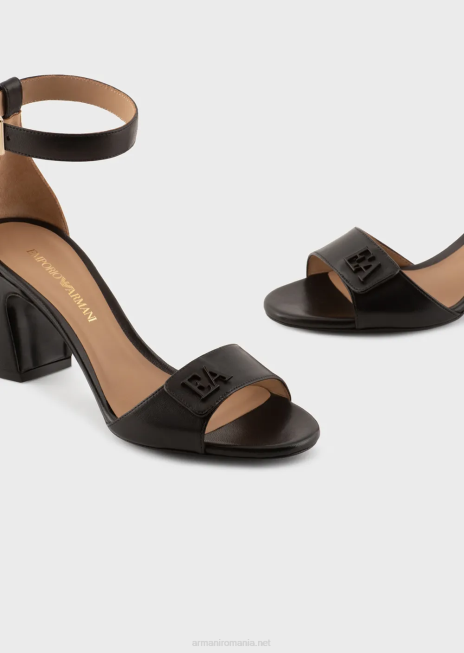 femei R802G512 Sandale cu toc din piele nappa, cu sigla ea Armani negru