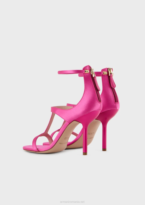 femei R802G520 sandale din satin cu toc stiletto Armani fucsie