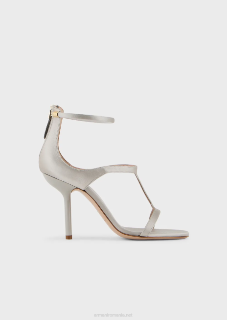 femei R802G521 sandale din satin cu toc stiletto Armani gri deschis