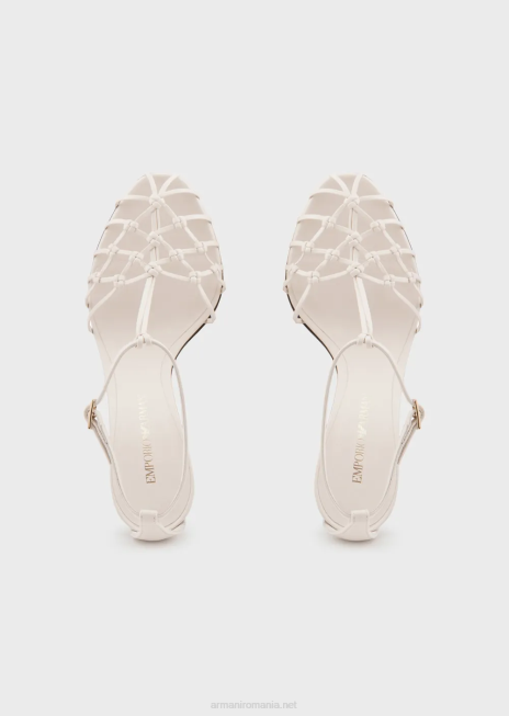 femei R802G522 sandale din piele nappa cu tocuri din plasă Armani alb ca laptele